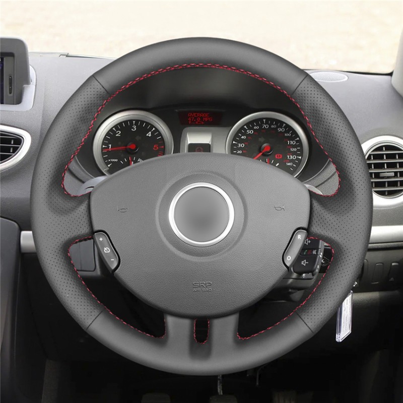 Loncky Car Custom Fit OEM Black Genuine Leather Steering Wheel Cover